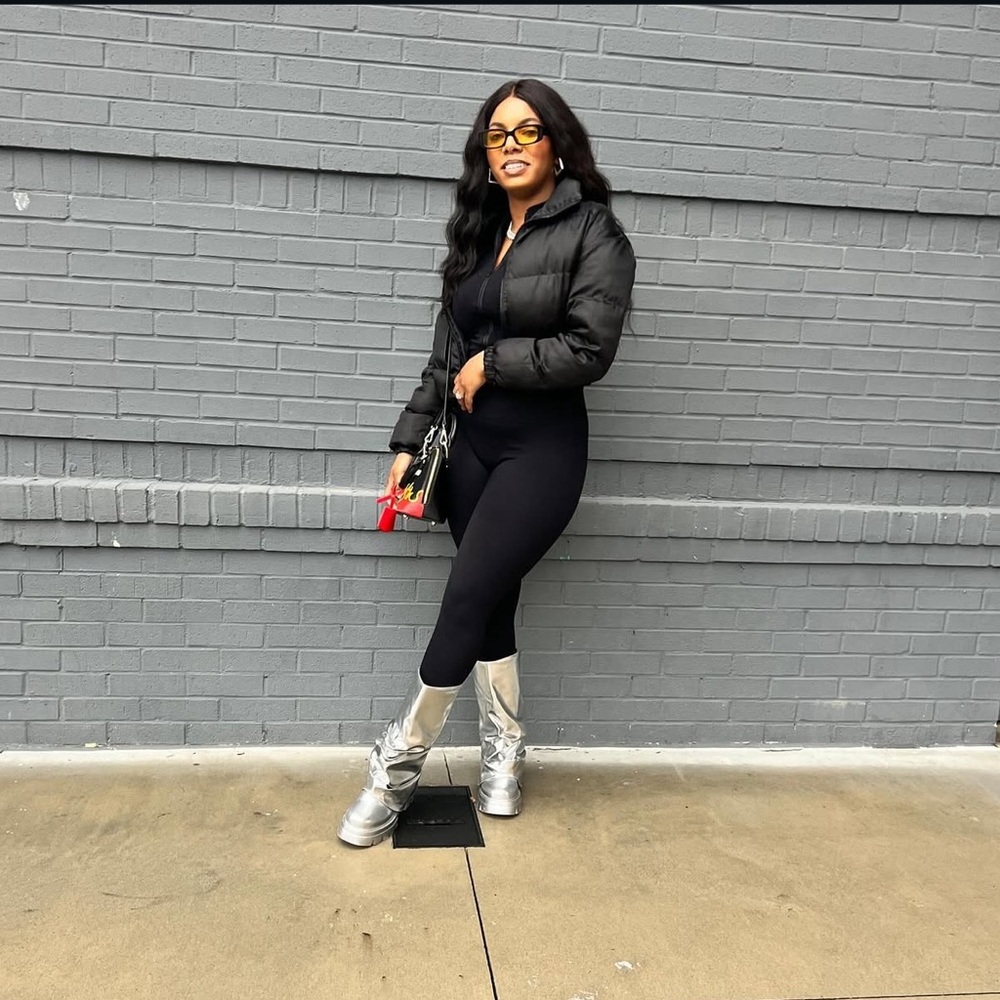 Azalea Wang Silver Combat Boots - Picture 3 of 11